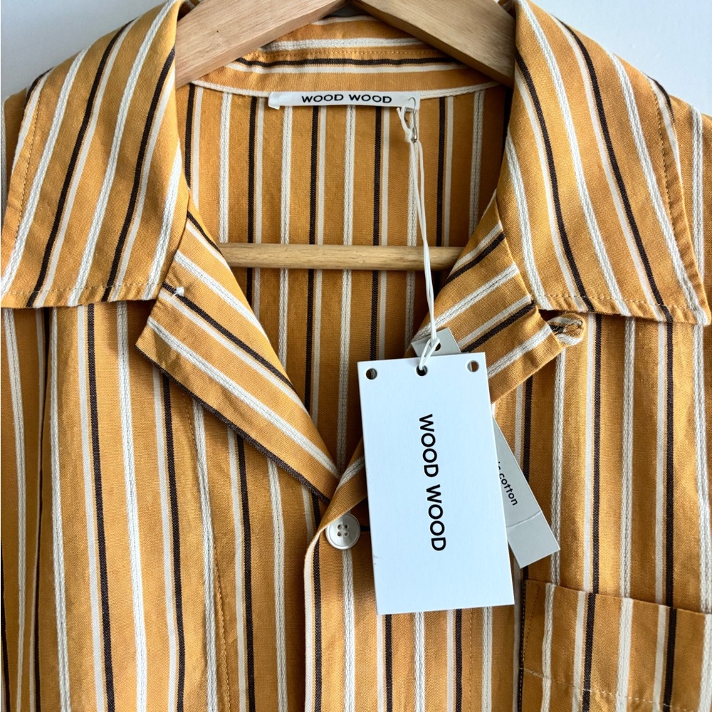 Wood Wood Men's Johan dobby stripe ss shirt - Short-Sleeved